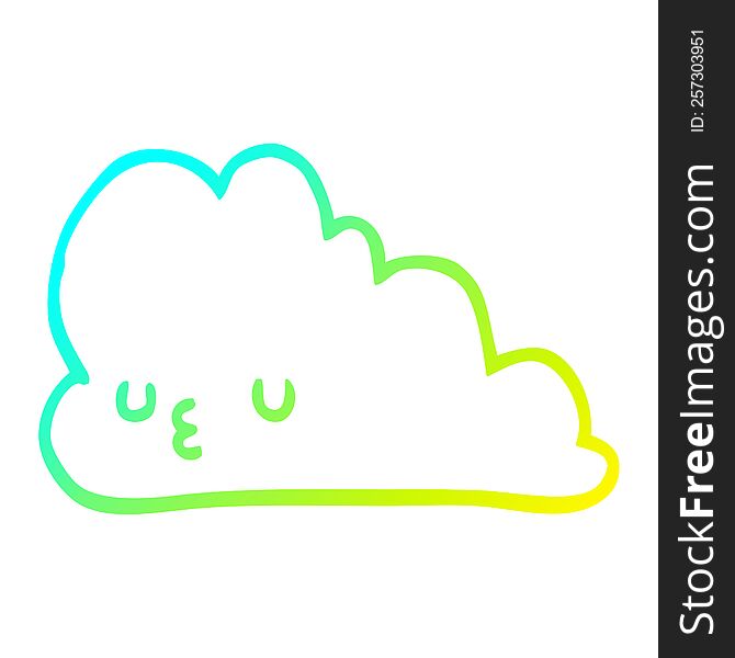 Cold Gradient Line Drawing Cute Cartoon Cloud