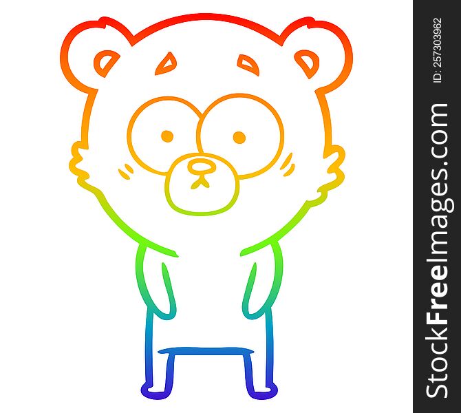 Rainbow Gradient Line Drawing Surprised Polar Bear Cartoon