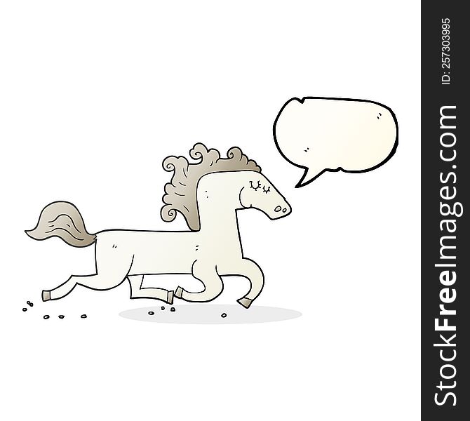 freehand drawn speech bubble cartoon running horse
