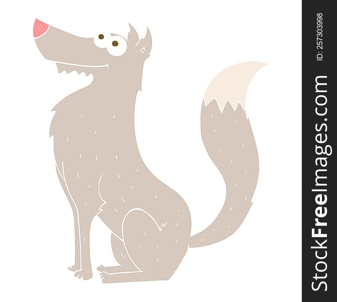 Flat Color Illustration Of A Cartoon Wolf