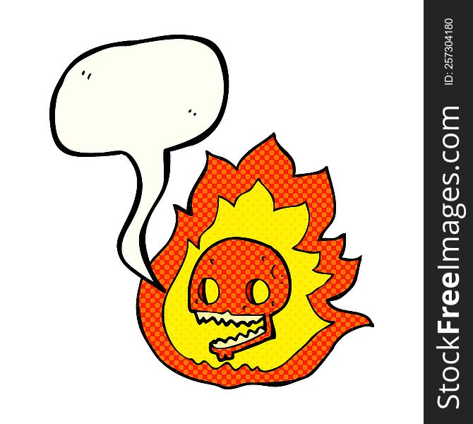 Comic Book Speech Bubble Cartoon Burning Skull