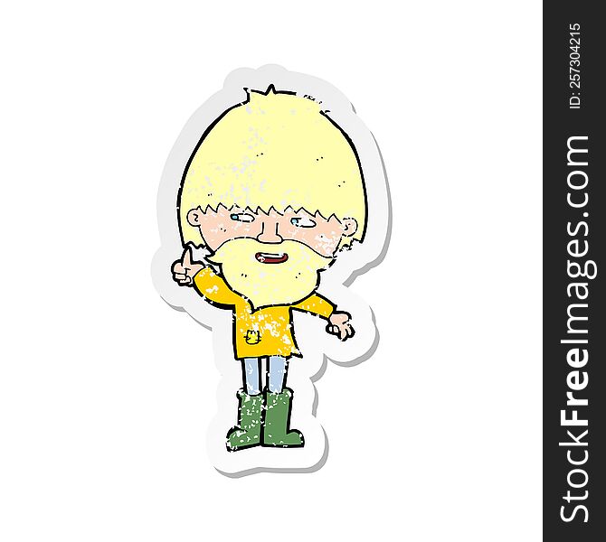 Retro Distressed Sticker Of A Cartoon Hippie Man In Wellington Boots