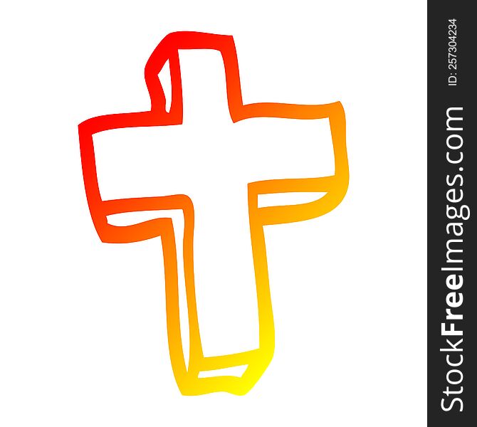 warm gradient line drawing of a cartoon wood cross