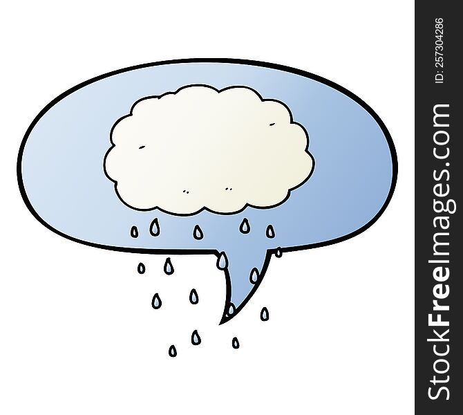 cartoon rain cloud and speech bubble in smooth gradient style