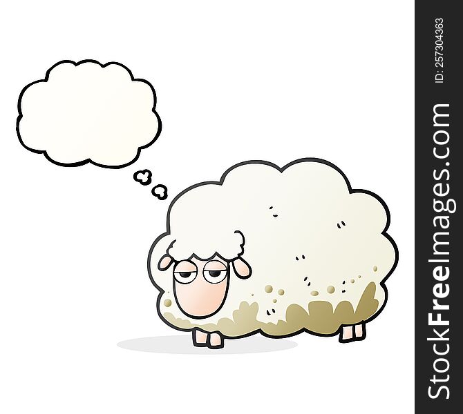 Thought Bubble Cartoon Muddy Winter Sheep