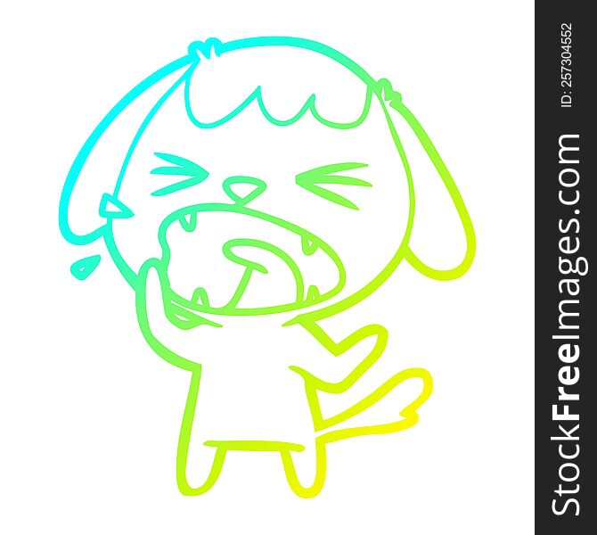 Cold Gradient Line Drawing Cute Cartoon Dog Barking