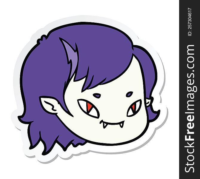 sticker of a cartoon vampire girl face