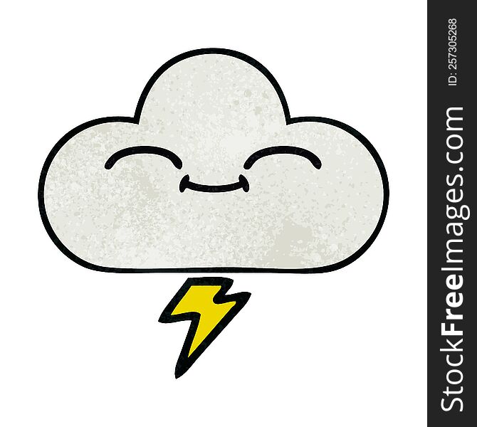 Retro Grunge Texture Cartoon Thunder Cloud