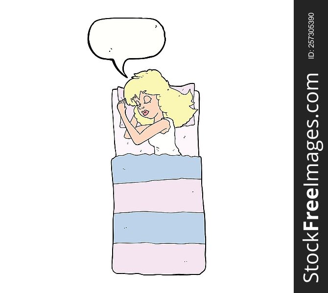 cartoon sleeping woman with speech bubble