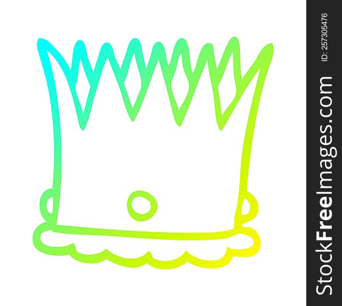 cold gradient line drawing of a cartoon silver crown