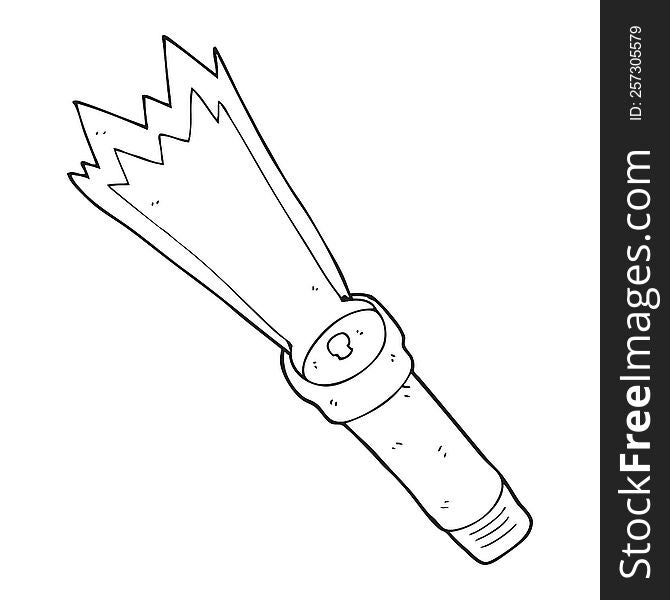 freehand drawn black and white cartoon torch