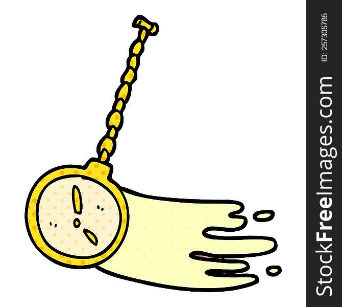 Cartoon Doodle Swinging Gold Watch