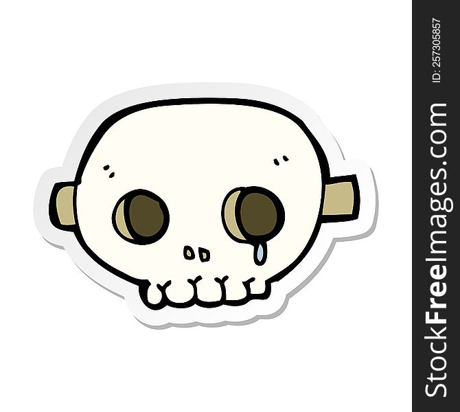 sticker of a cartoon skull mask