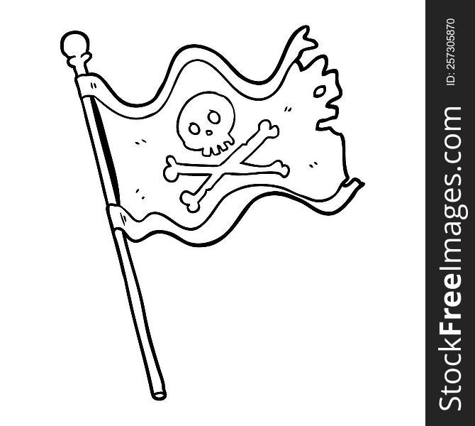 line drawing of a pirate flag. line drawing of a pirate flag