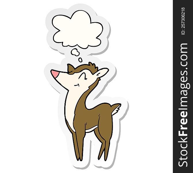 cartoon deer with thought bubble as a printed sticker
