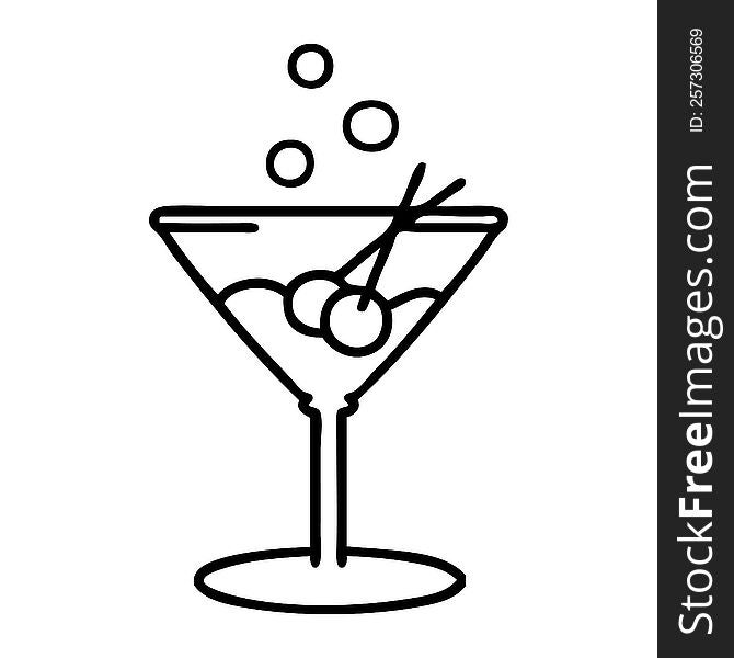 line doodle of a cocktail in a glass