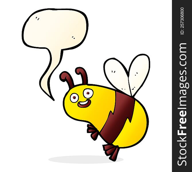 funny cartoon bee with speech bubble