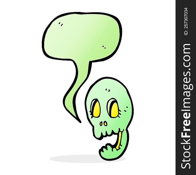 Funny Cartoon Skull With Speech Bubble