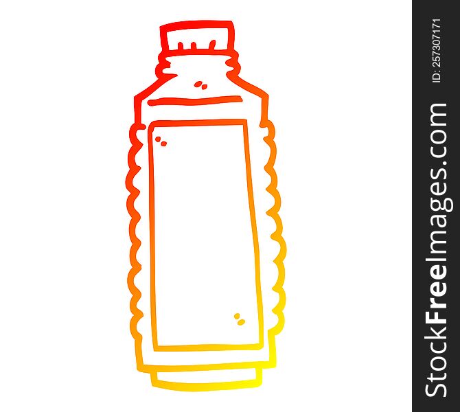 warm gradient line drawing of a cartoon drinks bottle