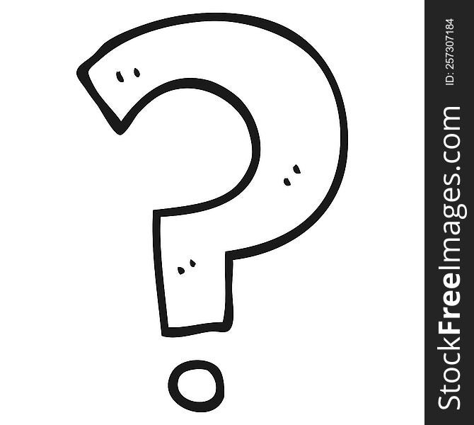 freehand drawn black and white cartoon question mark