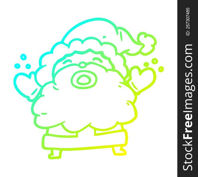 Cold Gradient Line Drawing Santa Claus Shouting In Frustration