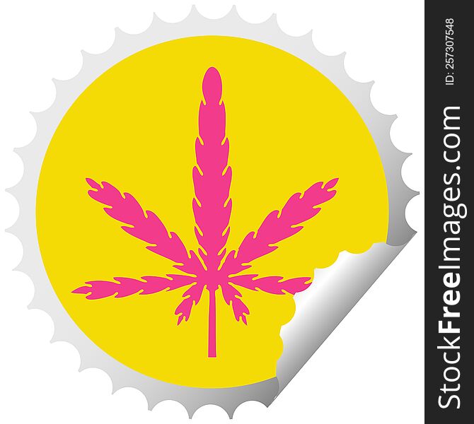 circular peeling sticker quirky cartoon marijuana. circular peeling sticker quirky cartoon marijuana