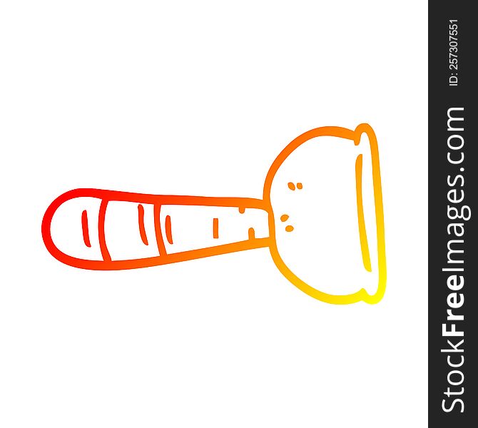 warm gradient line drawing of a cartoon toilet plunger