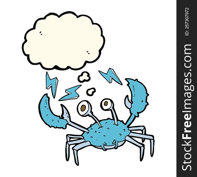 cartoon crab with thought bubble