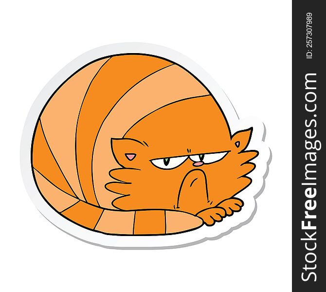 sticker of a cartoon grumpy cat