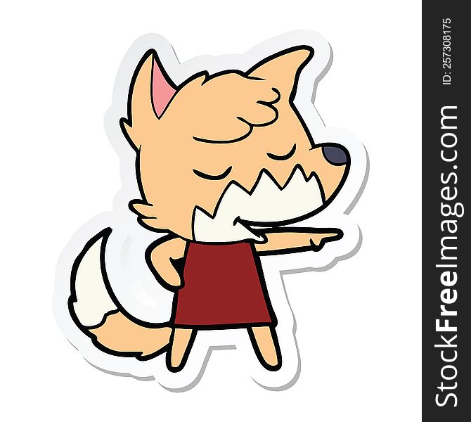 Sticker Of A Friendly Cartoon Fox Girl