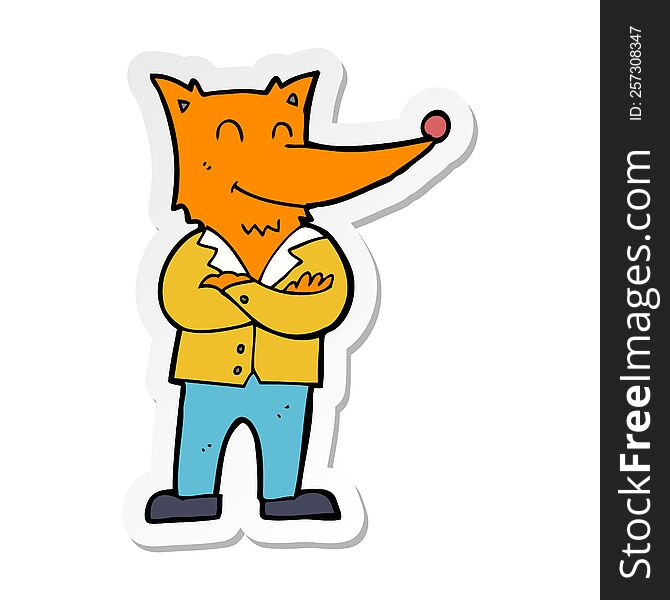 Sticker Of A Cartoon Fox In Shirt