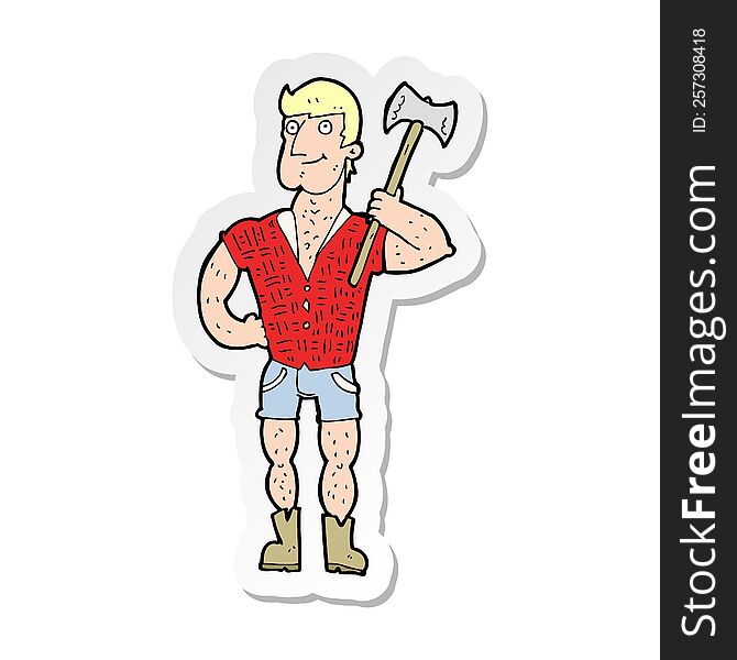 Sticker Of A Cartoon Lumberjack