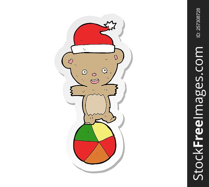 sticker of a cartoon christmas teddy bear