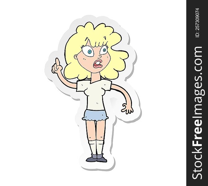 Sticker Of A Cartoon Woman Making Point