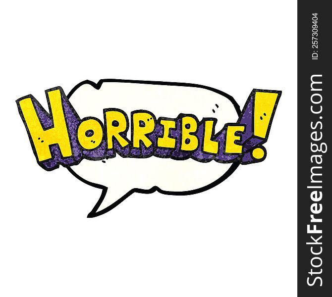 Speech Bubble Textured Cartoon Word Horrible