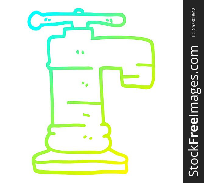 cold gradient line drawing of a cartoon faucet