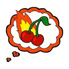 Thought Bubble Cartoon Flaming Cherries Royalty Free Stock Photos