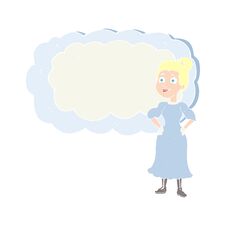 Flat Color Illustration Of A Cartoon Victorian Woman In Dress Stock Photo Flat Color Illustration Of A Cartoon Victorian Woman In Dress Stock Photo