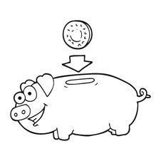 Black And White Cartoon Piggy Bank Royalty Free Stock Images