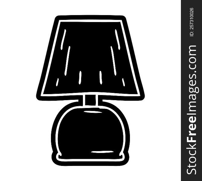 Cartoon Icon Drawing Of A Bed Side Lamp