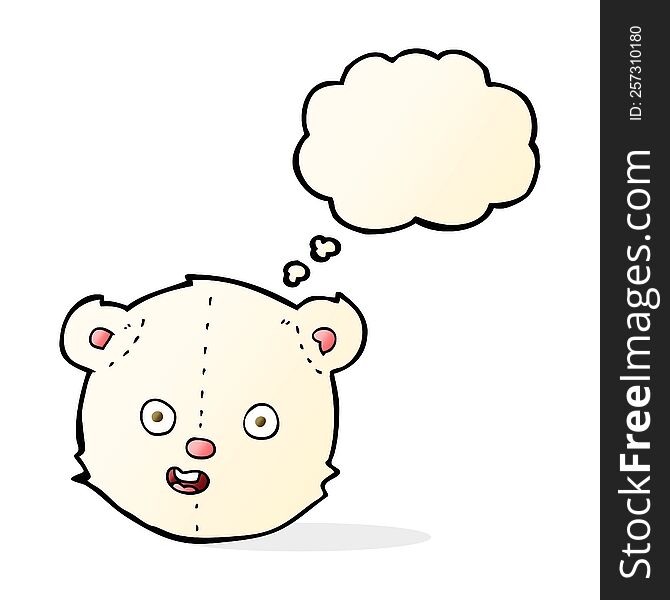 Cartoon Polar Teddy Bear Head With Thought Bubble