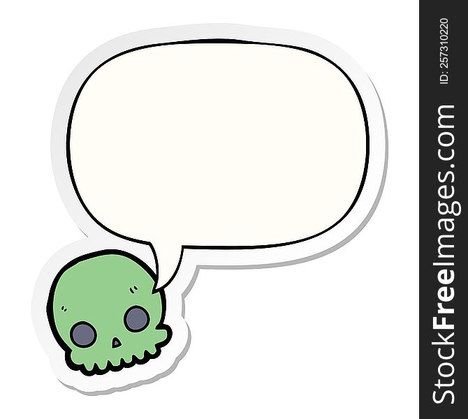 cartoon skull with speech bubble sticker. cartoon skull with speech bubble sticker