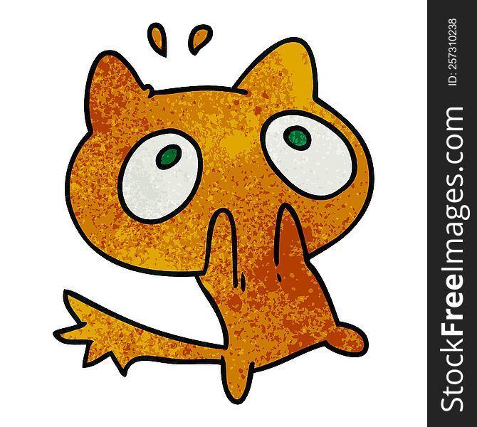 textured cartoon illustration kawaii of a shocked cat. textured cartoon illustration kawaii of a shocked cat