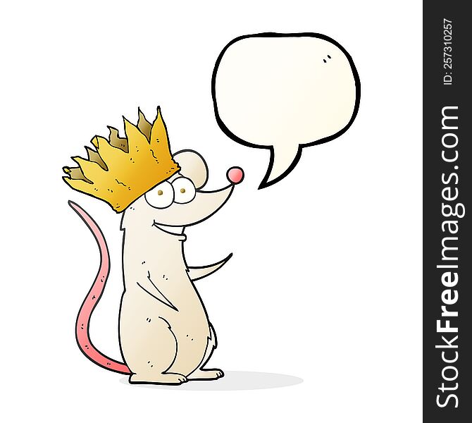 freehand drawn speech bubble cartoon mouse wearing crown