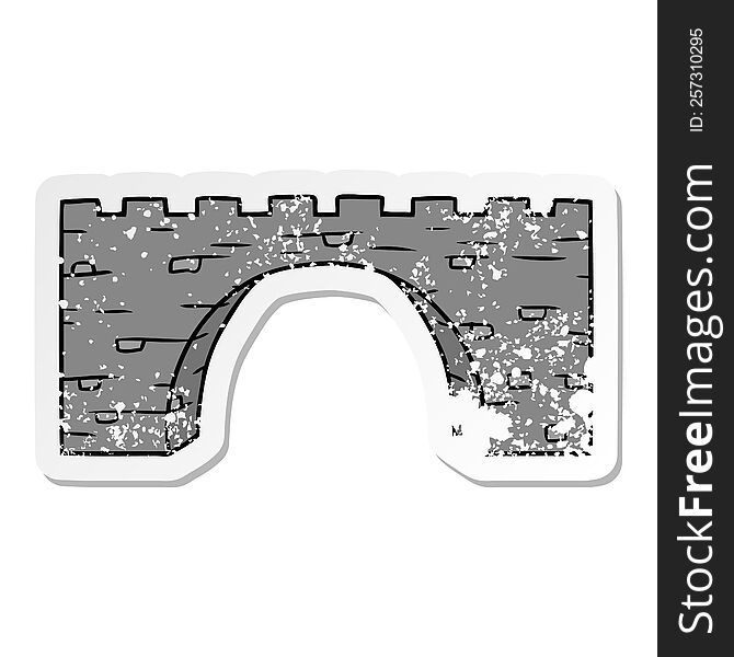 hand drawn distressed sticker cartoon doodle of a stone bridge