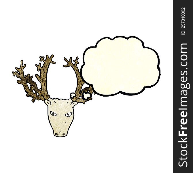 Cartoon Stag Head With Thought Bubble