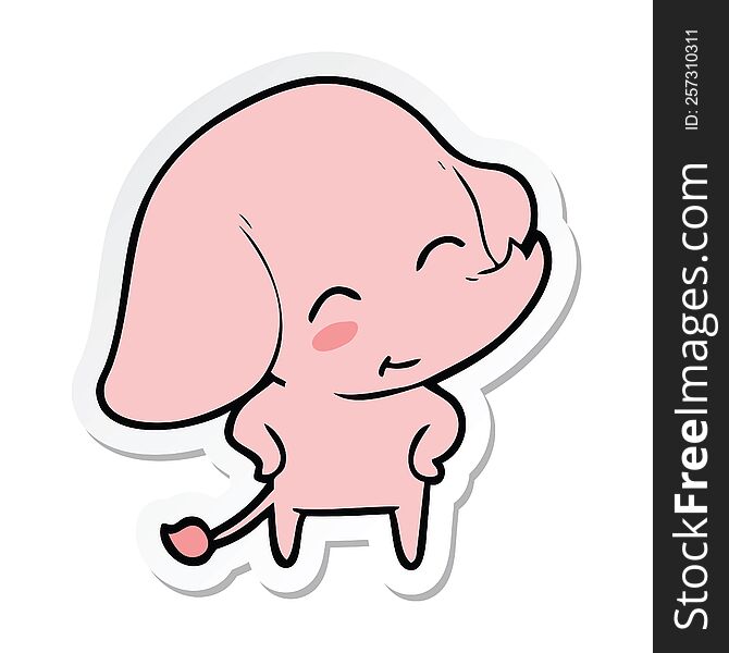 Sticker Of A Cute Cartoon Elephant