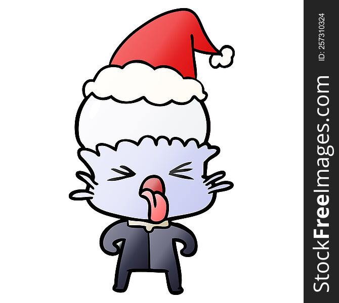 Weird Gradient Cartoon Of A Alien Wearing Santa Hat