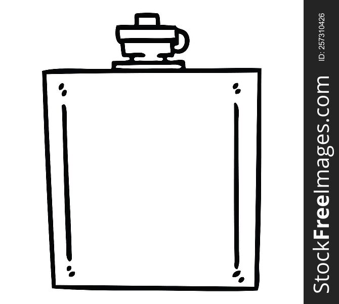 Quirky Line Drawing Cartoon Hip Flask