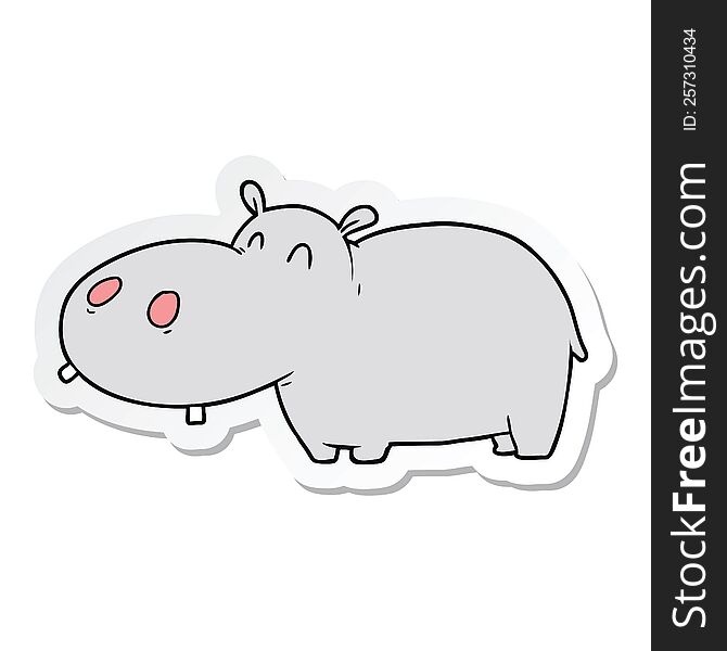 sticker of a cartoon hippo